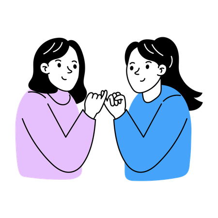 互いに約束を交わす友人  イラスト