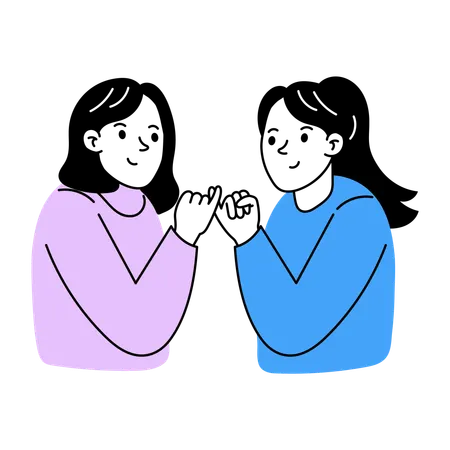 互いに約束を交わす友人  イラスト