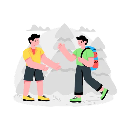 Friends Going For Camping Together  Illustration