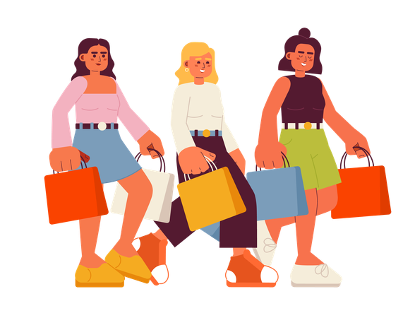 Friends going shopping  Illustration