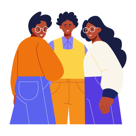 Friends group standing together  Illustration