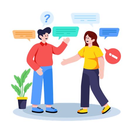 Friends having group Discussion  Illustration