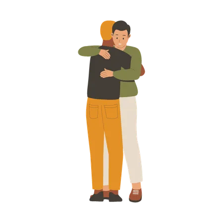 Man Hugging Concept Illustration Illustration