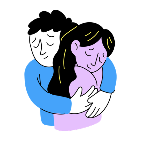 抱き合う友達  イラスト