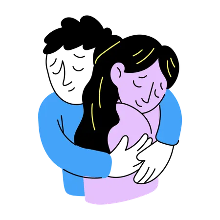 抱き合う友達  イラスト