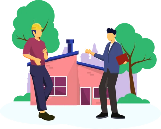 Friends in real estate business  Illustration