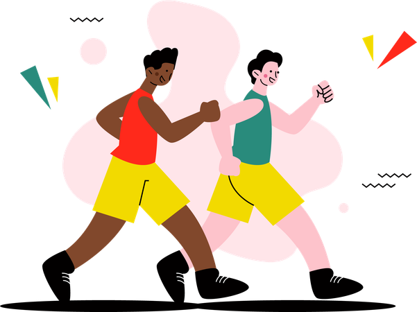 Friends Jogging Together  Illustration