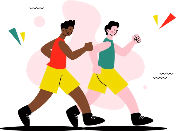 Friends Jogging Together  Illustration