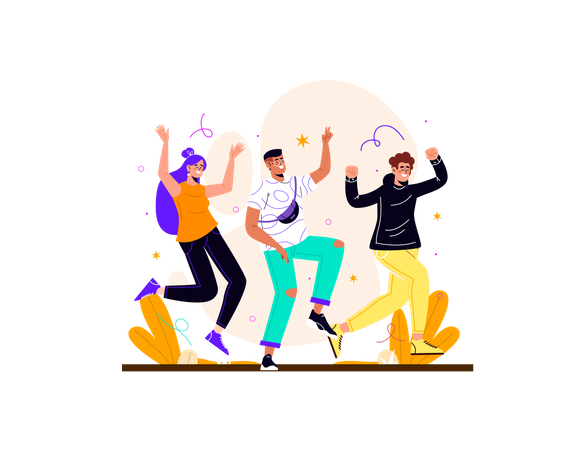 Friends jumping  Illustration