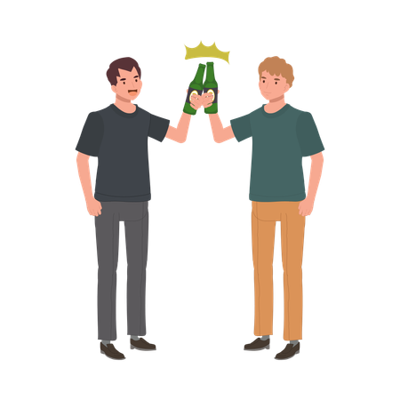 Friends Making a Toast with Beer Cheers  Illustration