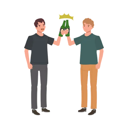 Friends Making a Toast with Beer Cheers  Illustration