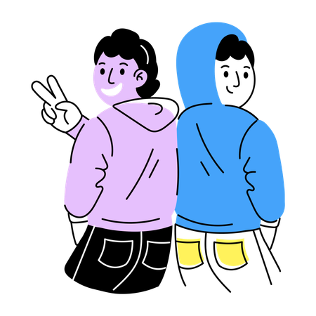 Friends Matching hoodies  Illustration