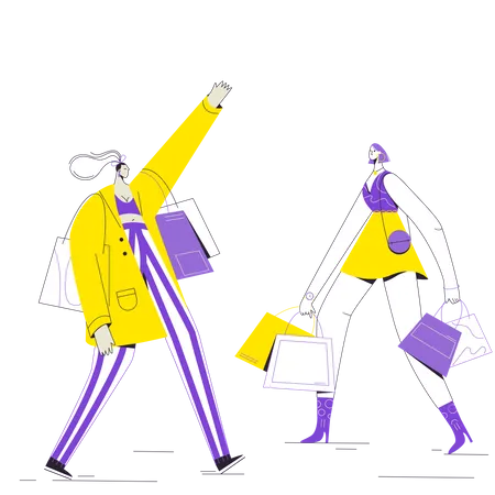 Friends meet at shopping store  Illustration