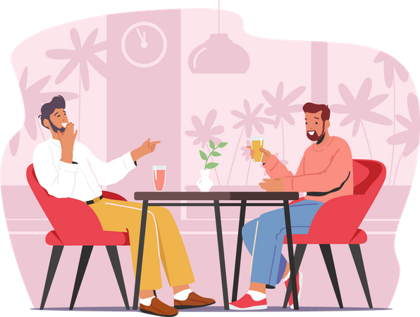 Friends meeting at a cafe Illustration