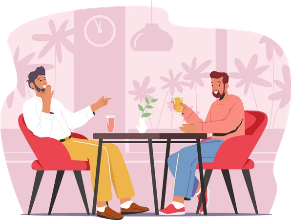 Friends meeting at a cafe Illustration