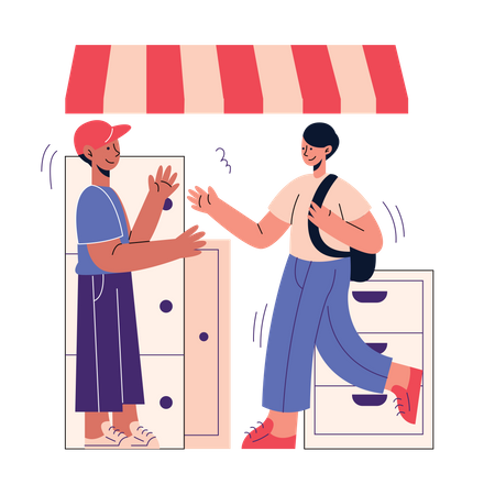 Friends meeting each other Illustration