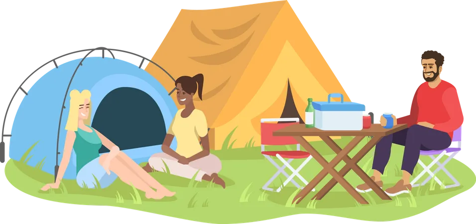 Friends on camping Illustration