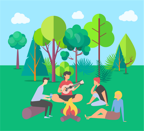 Friends on camping  Illustration