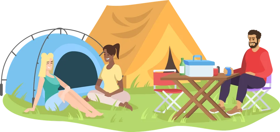 Friends on camping  Illustration