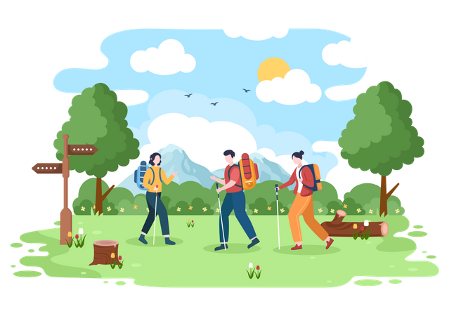 Friends on hiking  일러스트레이션