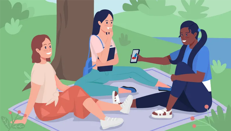 Friends on picnic  Illustration