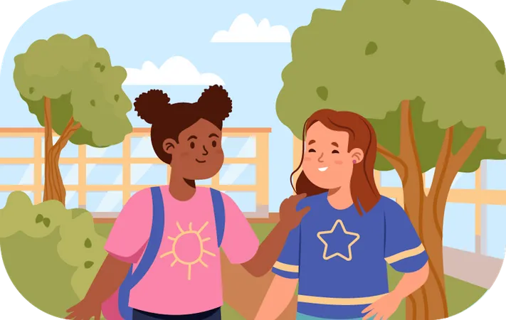 Friends on the school yard Illustration