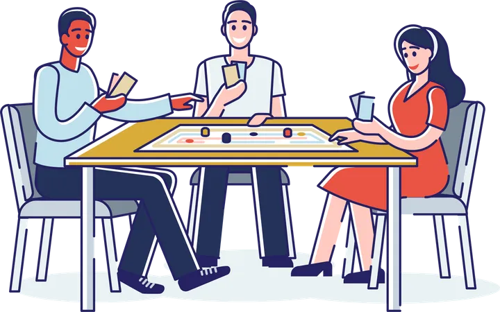 Friends playing board game together  Illustration