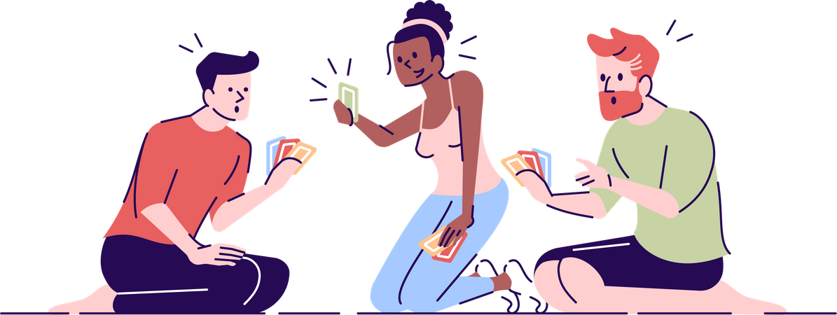 Friends playing cards Illustration