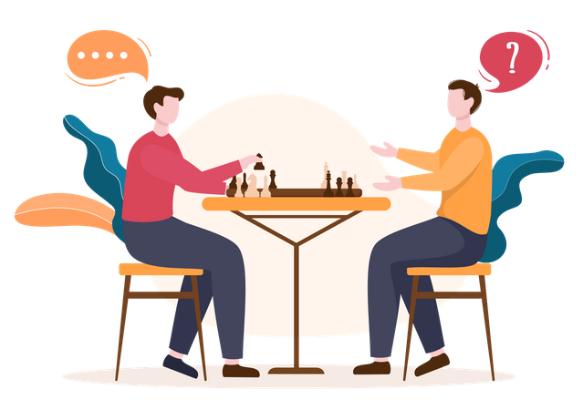 Friends playing chess Illustration