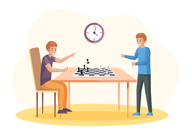 Friends playing chess Illustration