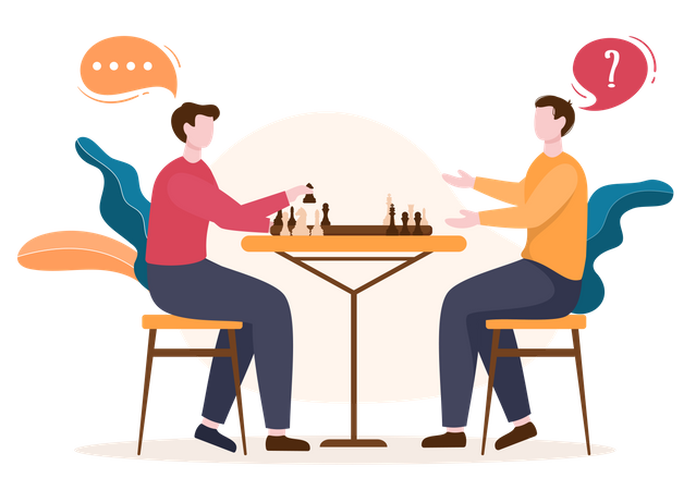 Friends playing chess  Illustration