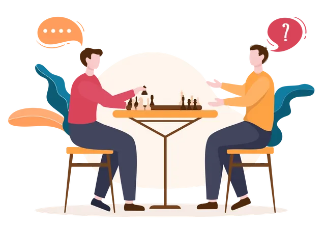 Friends playing chess  Illustration