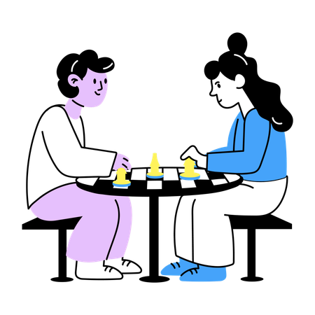 Friends Playing chess  Illustration