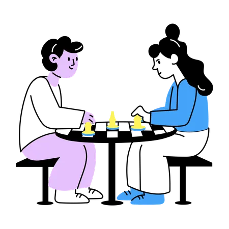 Friends Playing chess  Illustration