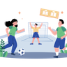 illustration for friends playing in football ground