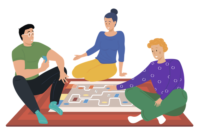 Friends playing games Illustration