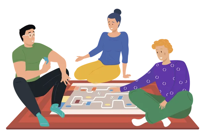 Friends playing games Illustration