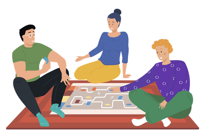 Friends playing games  Illustration