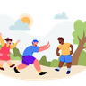 friends playing in park illustration svg