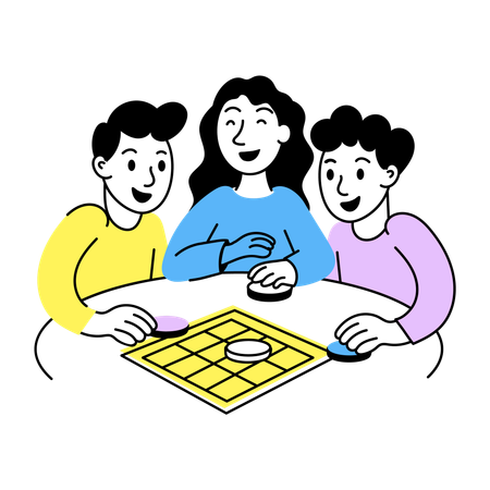 Friends Playing indoor games  Illustration