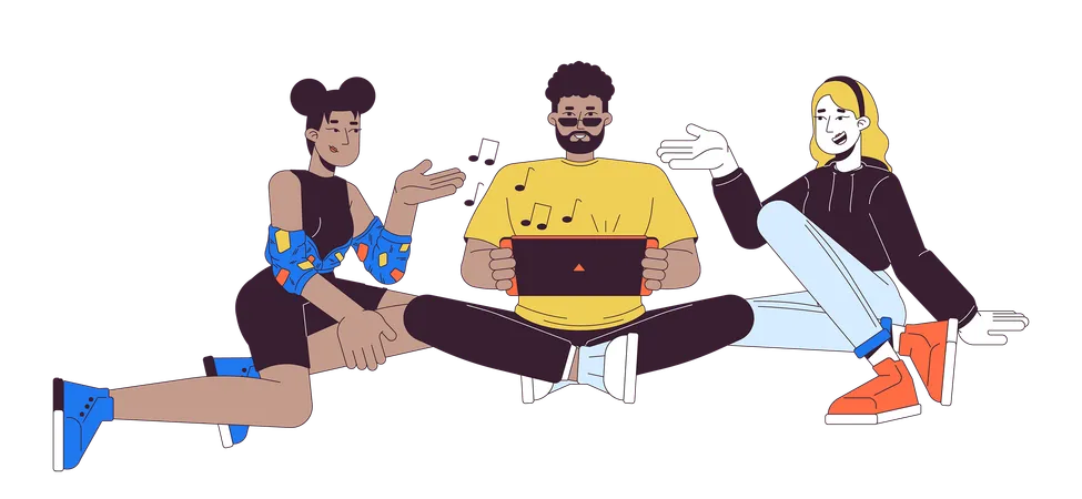 Friends playing videogame together  Illustration