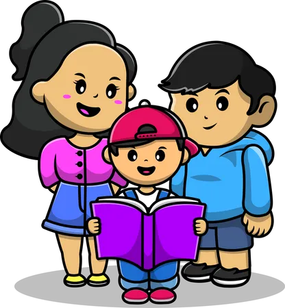 Friends reading book together  Illustration