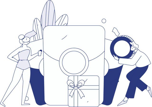 Friends receives shopping coupon  Illustration
