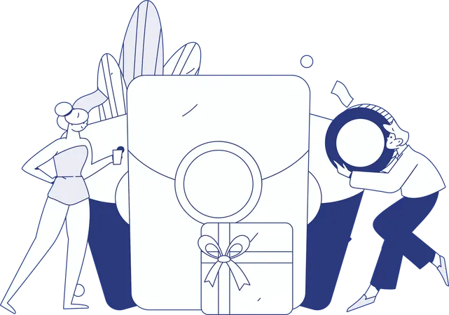 Friends receives shopping coupon  Illustration