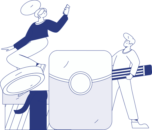 Friends receiving discount coupon  Illustration