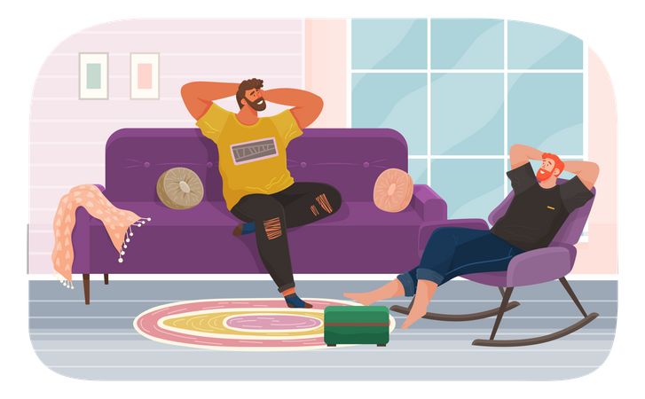 Friends relaxing at home and spending time  Illustration