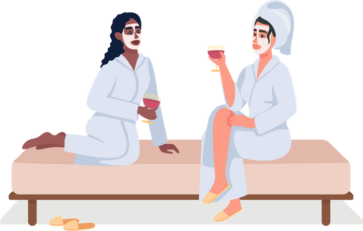 Friends relaxing at spa  Illustration