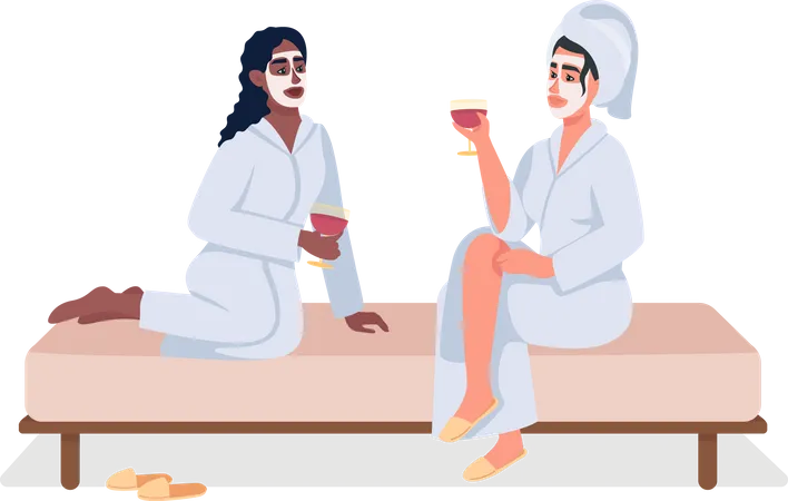 Friends relaxing at spa  Illustration