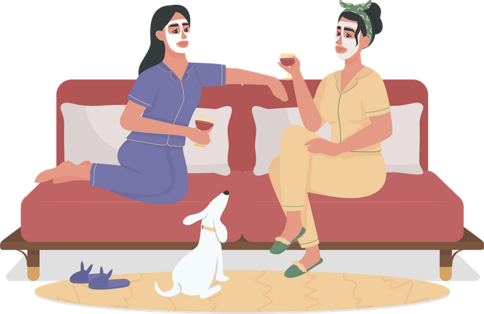 Friends relaxing on sofa  일러스트레이션