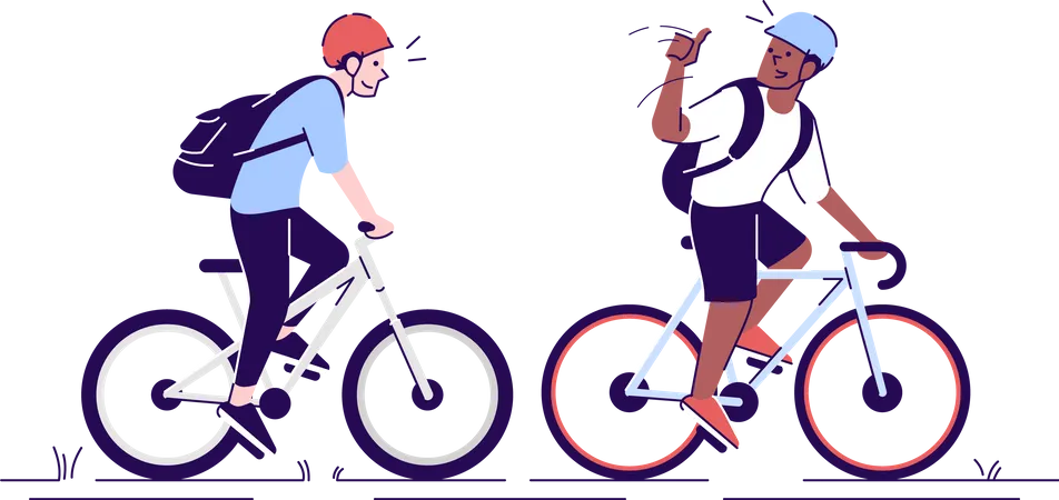 Friends riding bicycles Illustration